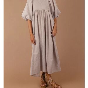 Roolee Gingham Puff Sleeve Dress with Pockets